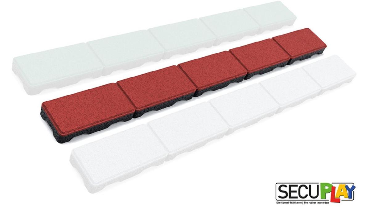 Secuplay+Bordure+de+tonte+en+caoutchouc+-+100x10x3%2C6cm+-+Rouge+-+Paquet+de+10+pi%C3%A8ces